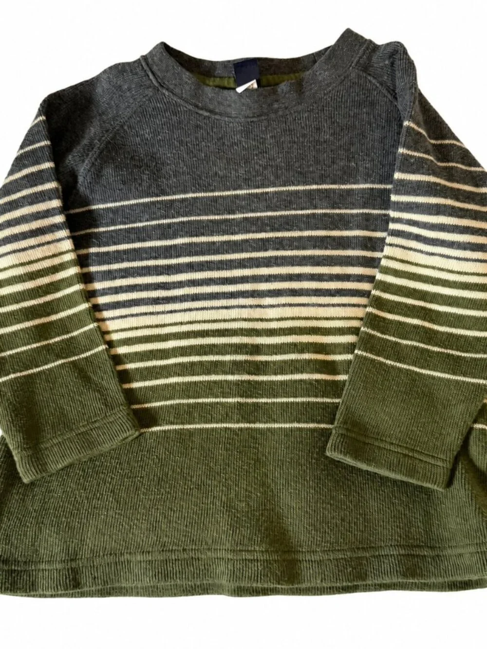 Baby Gap Toddler Striped Knit Sweater | Gray & Olive Green | Size 3 Years